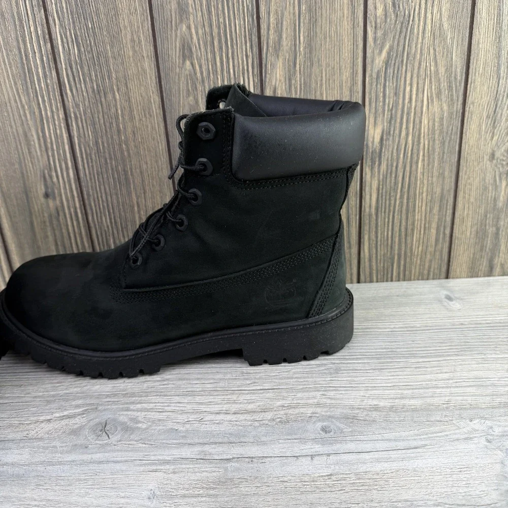 Timberland Junior Size 7 Boots 6-Inch Premium Waterproof Black Nubuck 12907